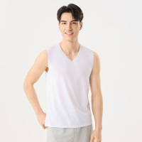 男士v领无袖T恤夏季新款冰丝宽肩背心180克升级透气速干坎肩打底