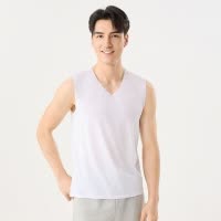 男士v领无袖T恤夏季新款冰丝宽肩背心180克升级透气速干坎肩打底