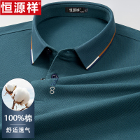 恒源祥春季新款翻领男士长袖t恤纯棉中年polo衫休闲打底体恤