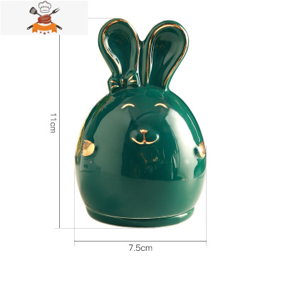 北欧创意个性牙签盒家用客厅牙签筒简约棉签收纳盒兔子可爱收纳桶 敬平 绿色兔子
