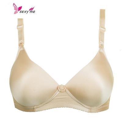 鱼篓(FISHBASKET)女人2排扣薄款舒适透气大妈内衣文胸中老年无钢圈棉光面冬90b胸罩