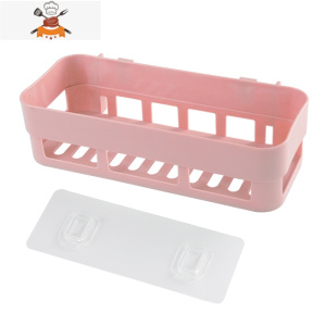免打孔浴室收纳篮厨房吸壁式 卫生间收纳蓝化妆品收纳盒 敬平 北欧粉[2个] 1层厨房收纳盒