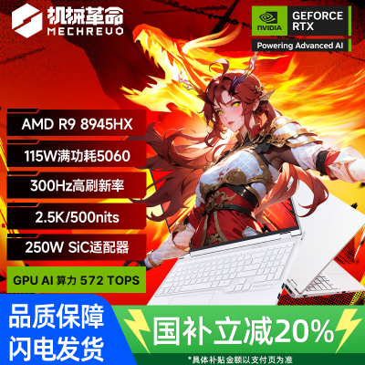 [政府补贴]机械革命蛟龙16Pro(R9-8945HX 5060 璃光白)32G/1T/16.0 2.5K 300Hz 笔记本电脑
