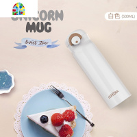 保温杯女士男士316不锈钢学生韩版文艺清新简约便携弹跳盖水杯 FENGHOU 款白色