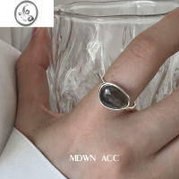 JiMi禁果 | 925银银戒指女 灰月光石珍珠气质挂ins潮冷淡风指环