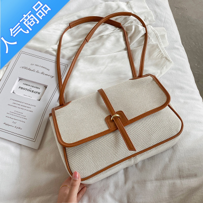 FENGHOU大容量日常通勤托特包夏季大包包女2021新款潮单肩斜挎复古帆布包女斜挎包