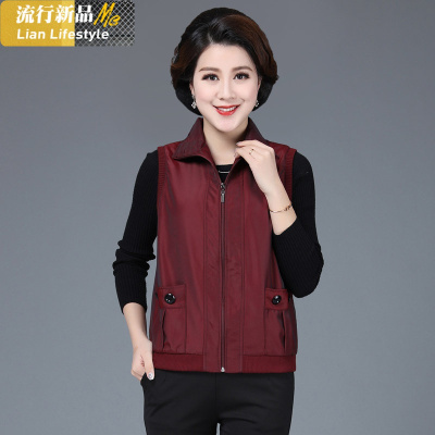 恋名媛中年马甲女春秋短款上衣妈妈春装外套薄款中老年女装马夹背心外穿妈妈装