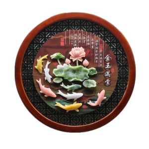维诺亚中国风入户玄关圆形壁画沙发背景墙装饰画客厅浮雕画中式餐厅挂画