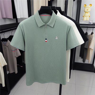 夏季新款男士纯色翻领商务休闲轻薄透气舒适新疆棉短袖Polo衫