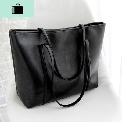 大学生上课单肩包包女2020新款女神ins百搭大容量简约托特包软皮NEW LAKE 黑色女士单肩包