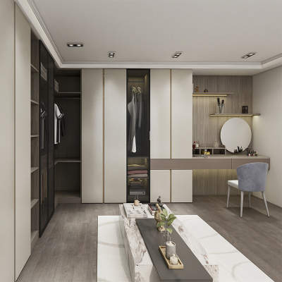 香雅庭实木轻奢欧式现代简约爱格板全屋定制衣帽间大衣柜品牌:香雅庭