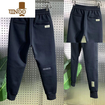 YANXU休闲裤男秋季新款潮牌束脚运动长裤百搭宽松潮流针织弹力小脚卫裤