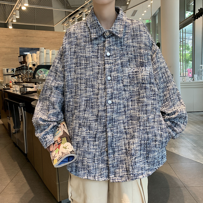 男装潮牌春秋季衬衫男女同款宽松情侣长袖港风痞帅青少年上衣外套