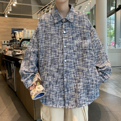 男装潮牌春秋季衬衫男女同款宽松情侣长袖港风痞帅青少年上衣外套