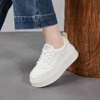 真皮厚底小白鞋女2026春秋新款欧洲站增高松糕鞋韩版休闲系带板鞋