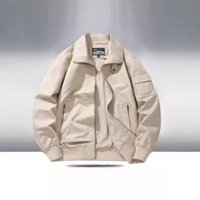 JPDUN秋季新款飞行夹克男士工装外套纯棉水洗复古翻领夹克