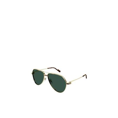 卡地亚(Cartier)飞行员框太阳镜金色男款绿色镜片舒适鼻垫防滑镜 绿色