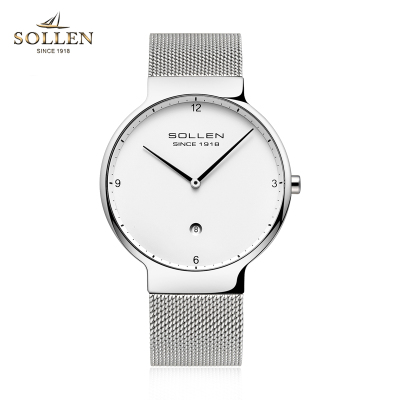 梭伦（SOLLEN）时尚简约男士石英表学生白领轻薄高颜值表盘石英表