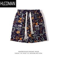 HLCOMAN复古嘻哈民族风运动短裤男潮牌街头bf宽松情侣休闲五分裤