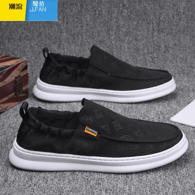 聚范帆布男鞋2024新款夏季透气薄款冰丝布鞋男士休闲一脚蹬老北京布鞋