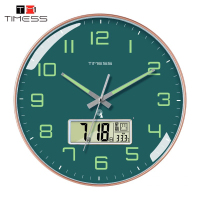 TIMESS夜光电波钟表挂钟客厅家用时尚2024新款挂墙电子钟大气