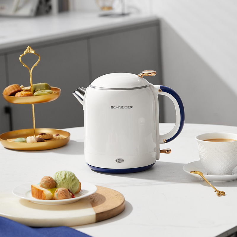 SCHNEIDER施耐德欧式复古水壶 家用双层隔热防烫热水壶304不锈钢烧水壶内置高品质温控器开水壶SWK-XSL012