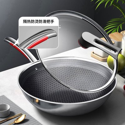 康巴赫(KBH)炒锅316L不锈钢炒菜锅少油烟不粘锅家用电磁炉燃气灶通用32cm