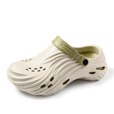 男士新款轻便舒适潮流时尚日常休闲圆头纯色透气包头情侣款洞洞鞋