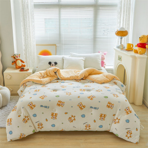 新款卡通A类针织棉豆豆绒被加厚冬被学生被冬季幼儿园春秋被