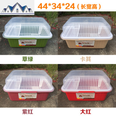 厨房翻盖加厚塑料碗柜 滴水碗盆 沥碗架 放碗筷滤水架碗箱碗盒子 三维工匠收纳层架