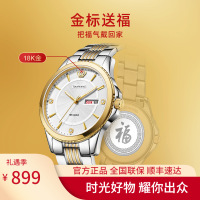 天王金标送福18K金logo尊享版男表商务休闲石英表双历钢带正品男士腕表3731