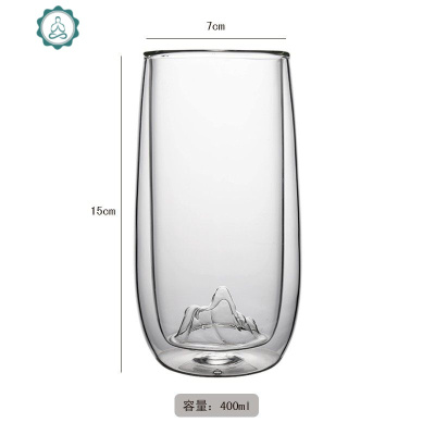 观山月牙绿茶玻璃杯茶水分离便携办公室茶杯大容量过滤水杯公道杯封后双层观山杯350ML