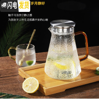 三维工匠日式玻璃冷水壶防爆家用凉白开水壶耐热北欧风大容量可高温凉水壶 八角壶1.5+2杯+托盘