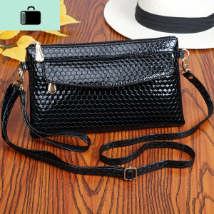 2020新款亮面斜跨女包单肩包休闲百搭女士手拿包手机零钱包女小包NEW LAKE 黑色女士单肩包 黑色