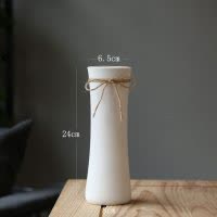 陶瓷干花满天星花瓶小清新简约白色麻绳家用花器现代简约装饰摆件 三维工匠 朴风瓶(平绳)24cm*8cm