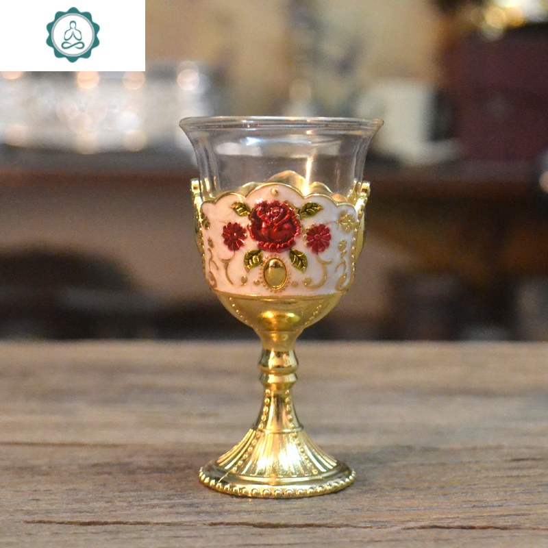 欧式精酒杯高脚玫瑰花烈酒杯小酒杯子家居酒店用品单个装 封后 金白