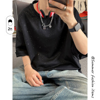 短袖T恤满天星男夏新款潮牌宽松半袖体恤纯色时尚百搭男生上衣服