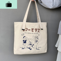 人物卡通大号帆布袋2020新款春夏棉布包包学生休闲运动瑜伽书包NEW LAKE 指挥米黄大包