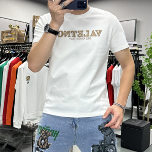 夏季新款立体字母潮流短袖T恤男士圆领半袖打底衫时尚潮流欧洲站