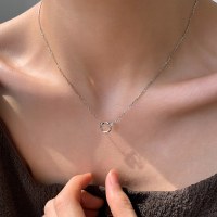 s925纯银莫比乌斯闪钻项链女锁骨链简约ins小众复古精致颈链送女朋友老婆情人节七夕生日礼物