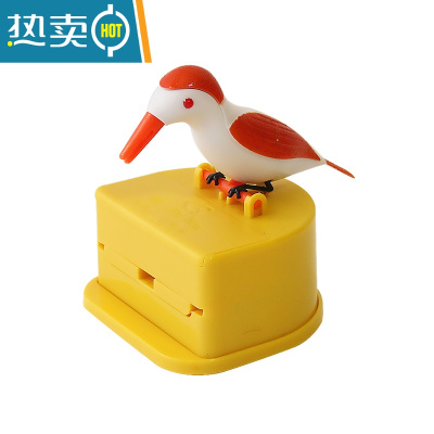 敬平网红智能小鸟牙签盒新款按压式个性卡通牙签筒客厅创意家用牙签罐 黄底下白上橙中白 尊版1个牙签