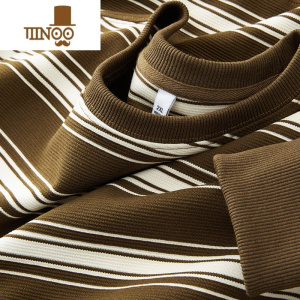 YANXU条纹卫衣男新款潮流肌理感树皮皱工艺横条青年宽松休闲上衣