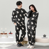 情侣睡衣女款春秋冬季珊瑚绒加厚加绒保暖一男士一女士家居服套装