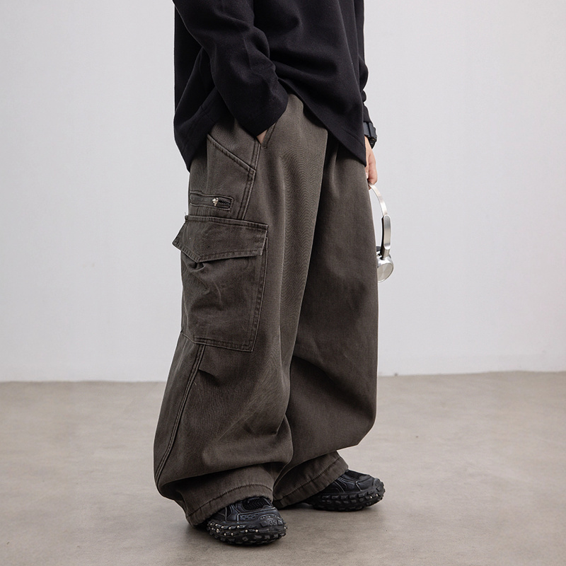 男童加绒裤子秋冬款新款儿童冬季一体绒加厚工装裤初中生冬装