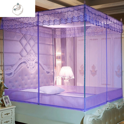 蚊帐新款双人家用加密帐纱加粗支架三开公主风1.5m1.8米1.2新款B紫色1.7米高-T型门1.5米舒适主义蚊帐新款B紫色1.7米高-T型门1.5米宽x2.0米长