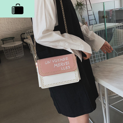 包包女2019新款斜挎韩版女学生百搭小方包撞色复古链条单肩包insNEW LAKE女士单肩包