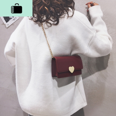 韩版小包包女包新款2020纯色心形斜挎包女百搭ins链条单肩小方包NEW LAKE女士单肩包