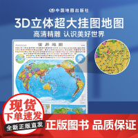 [超大3D地图]新版 世界地图3d立体凹凸 墙贴高清版特大号初中生专用小学生儿童版办公室挂画大号悬浮精雕版旅行