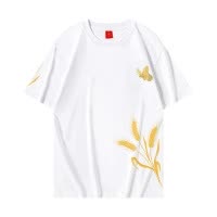 纯棉国潮花卉刺绣短袖潮牌ins时尚男士T恤夏季体桖衣服宽松