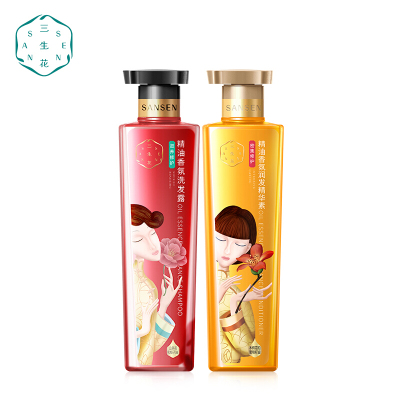 百雀羚三生花洗发水护发素洗头膏精油香氛洗护两件套修护洗发露500ml+密集修护精华素500ml官方旗舰店正品保证